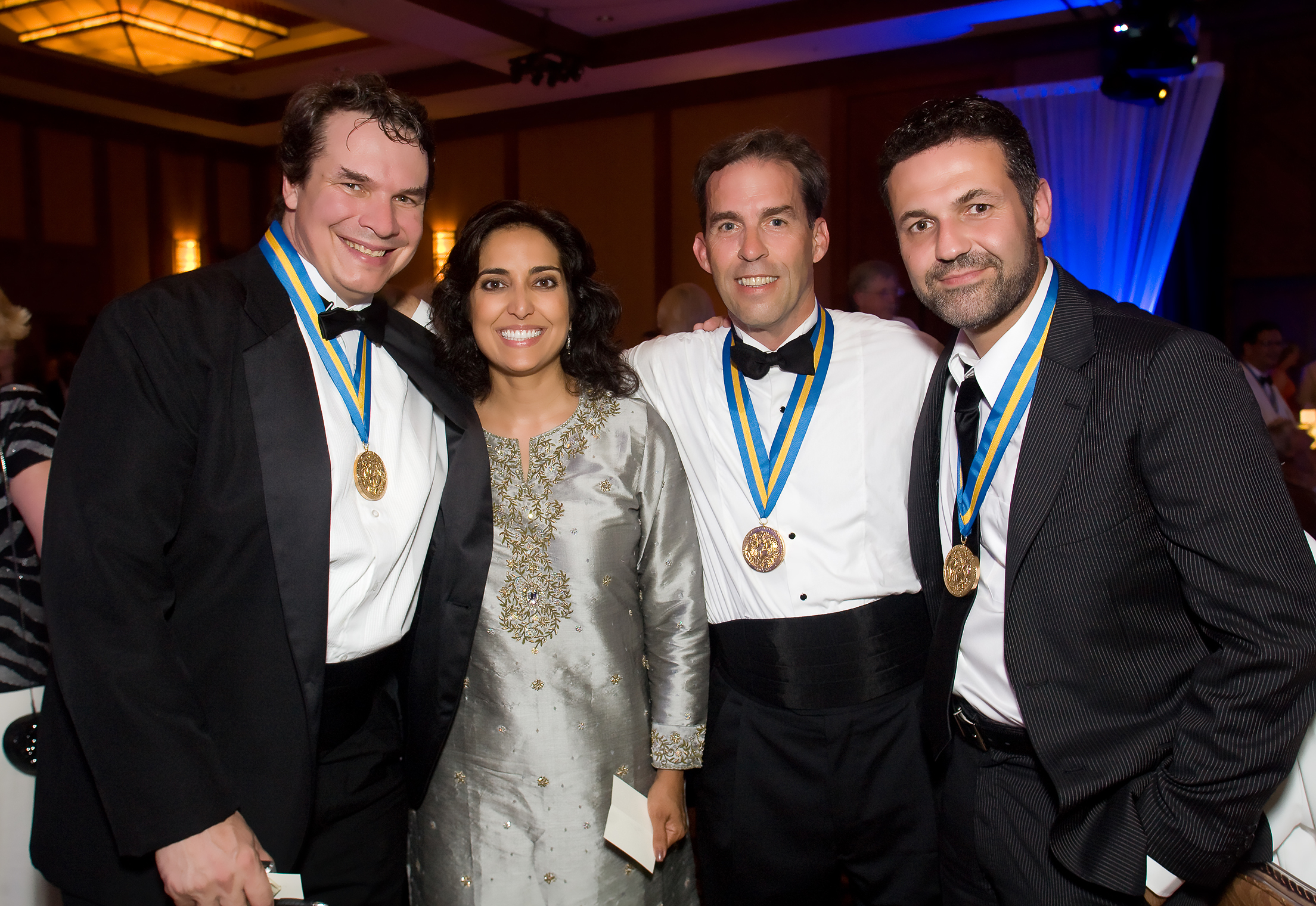 Academy honorees Greg Mortenson, Rick Atkinson and Khaled Hosseini, along with his wife Roya, at the 2008 Banquet of the Golden Plate in Hawaii.